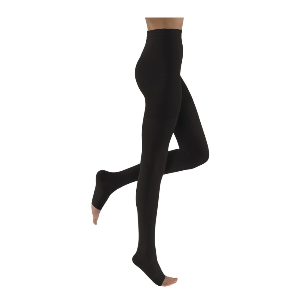 JOBST Relief BLACK Waist High Shapewear 15-20mmHg OPEN TOE PANTYHOSE MEDIUM